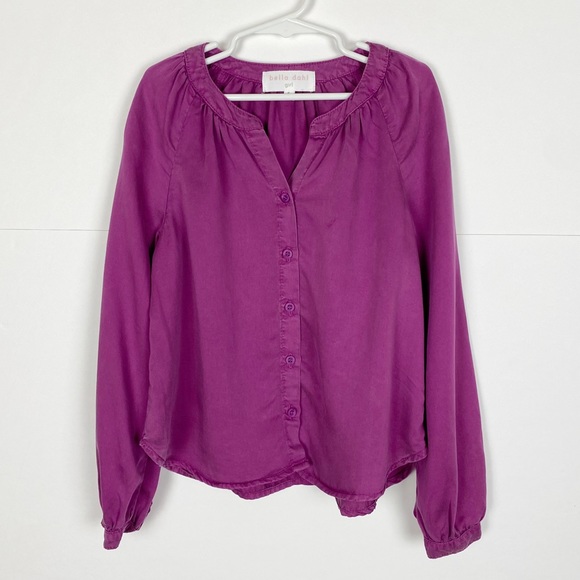 Bella Dahl Girl Peasant Top Purple Girls Size 8 - Picture 6 of 6